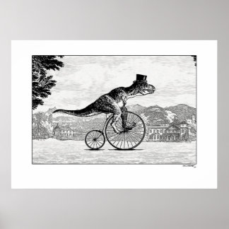 Dinosaurier auf Fahrrädern - T-Rex Poster