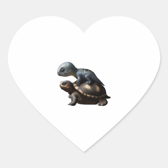 Dinosaurier auf Schildkrötenkopie Herz-Aufkleber (Vorderseite)