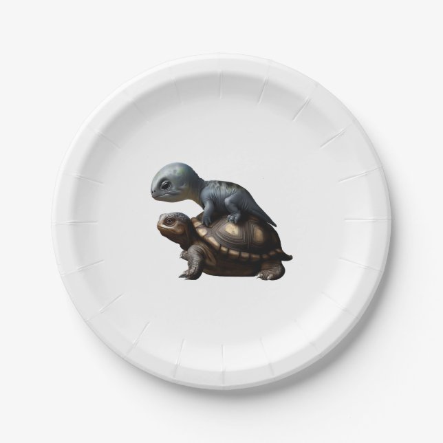 Dinosaurier auf Schildkrötenkopie Pappteller (Vorderseite)