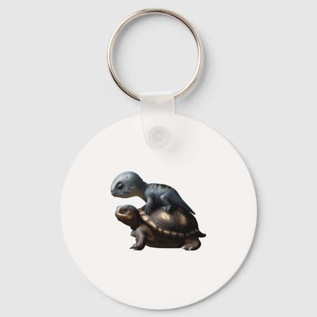 Dinosaurier auf Schildkrötenkopie Schlüsselanhänger (Vorderseite)