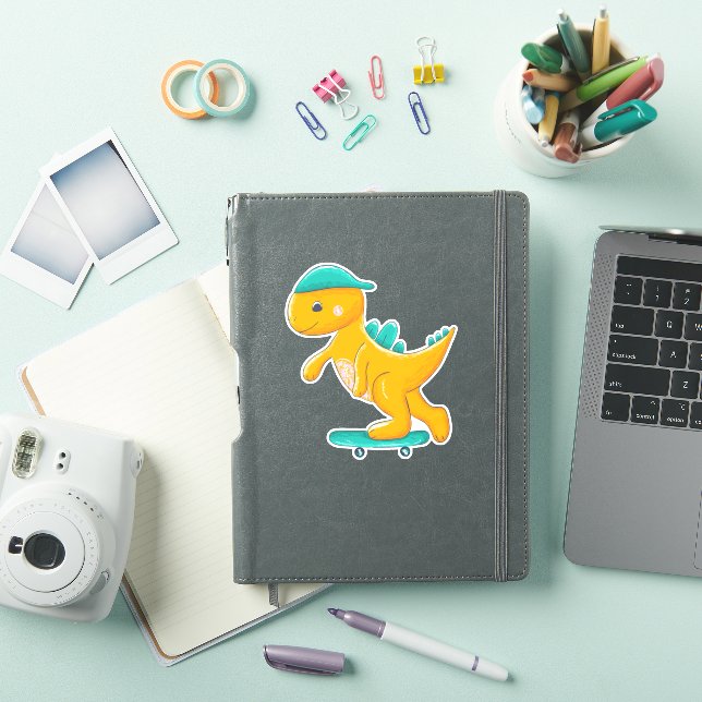 Dinosaurier auf Skateboard Aufkleber (iPad Hülle)