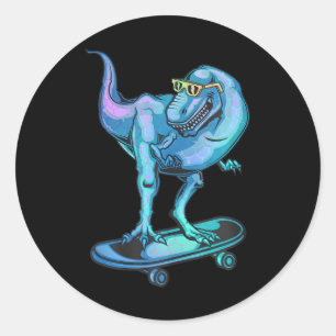 Dinosaurier auf Skateboard Skateboard Dinosaurier Runder Aufkleber