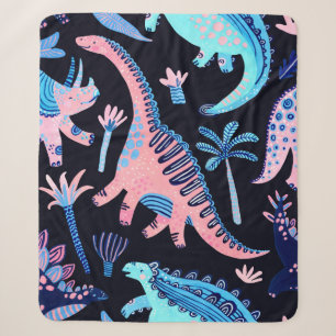Dinosaurier aus niedlichem Cartoon nahtlos in Skan Sherpadecke
