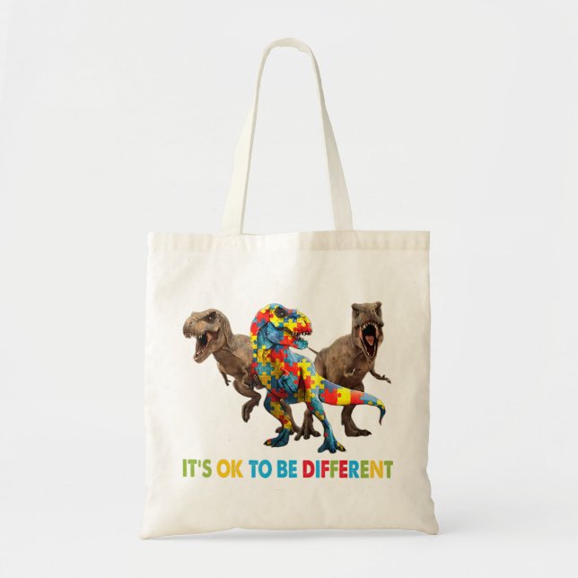 Dinosaurier Autism Awareness Design verfügt über e Tragetasche (Vorne)