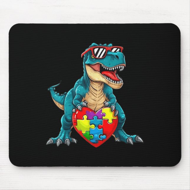 Dinosaurier Autismus Bewusstsein Puzzle Stücke Jun Mousepad (Vorne)
