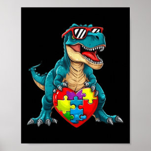 Dinosaurier Autismus Bewusstsein Puzzle Stücke Jun Poster
