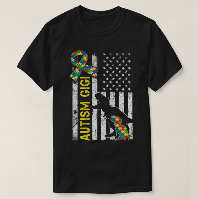 Dinosaurier Autistic Gigi USA Flag T-Shirt (Design vorne)