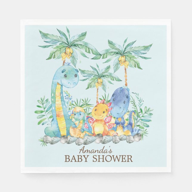Dinosaurier Baby Shower Paper Napkins Serviette (Vorderseite)