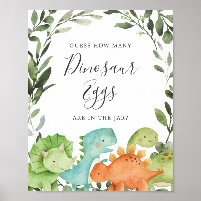 Dinosaurier Babydusche schätzt wie viele Dinosauri Poster (Vorne)