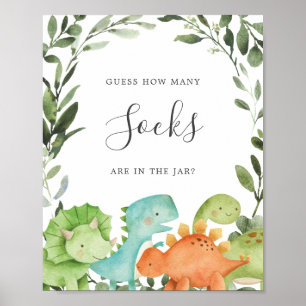 Dinosaurier Babydusche schätzt wie viele Socken Poster