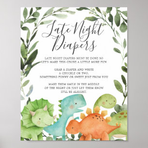 Dinosaurier Babydusche Spätnächtliche Windeln Unte Poster