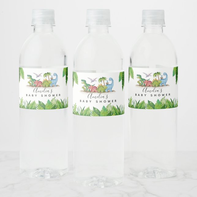 Dinosaurier-Babydusche Wasserflasche-Etikett (Flaschen)