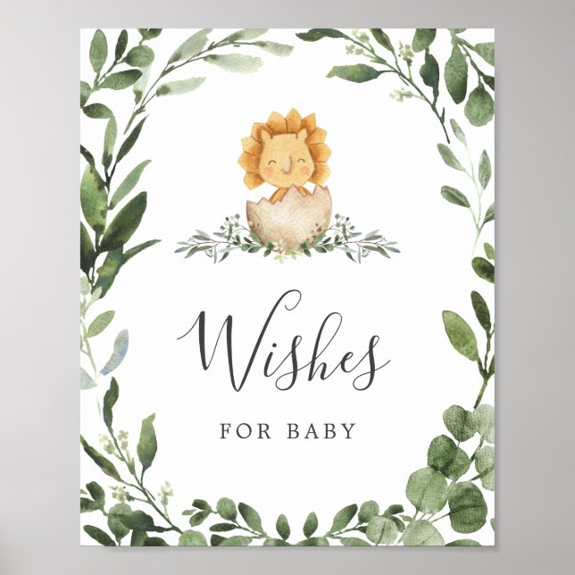 Dinosaurier Babydusche wünscht Babysignatur Poster (Vorne)