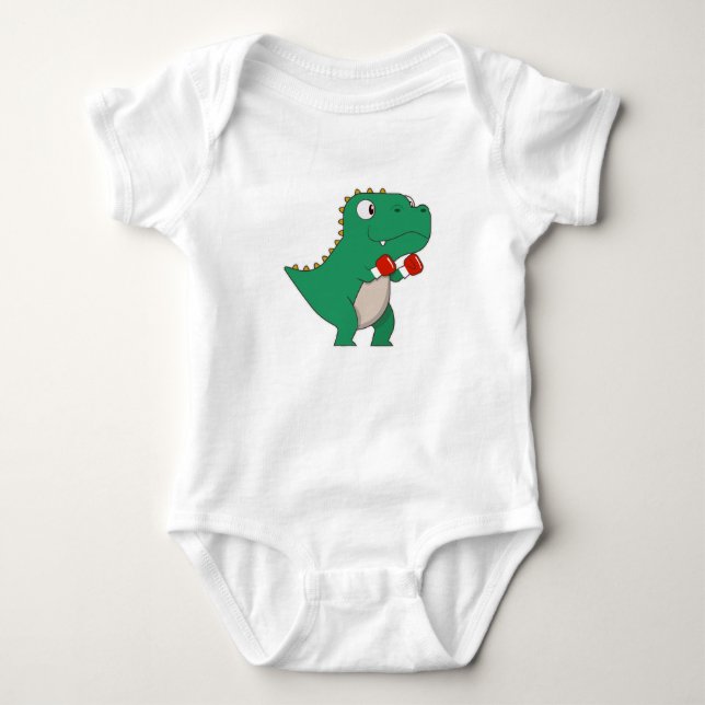 Dinosaurier beim Boxen mit Boxhandschuhen Baby Strampler (Vorderseite)