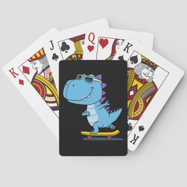 Dinosaurier beim Skateboard Spielkarten (Rückseite)