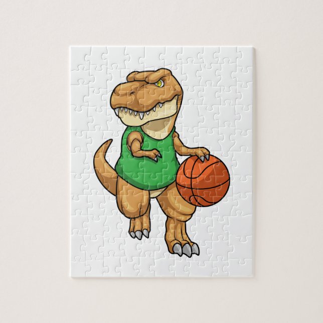 Dinosaurier beim Sport mit Basketball (Vertikal)