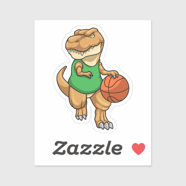 Dinosaurier beim Sport mit Basketball Aufkleber (Blatt)