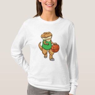 Dinosaurier beim Sport mit Basketball T-Shirt