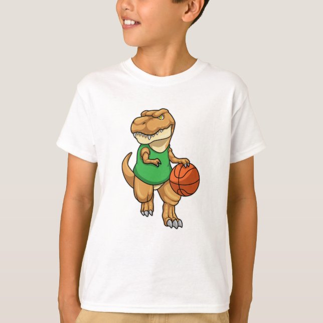 Dinosaurier beim Sport mit Basketball T-Shirt (Vorderseite)