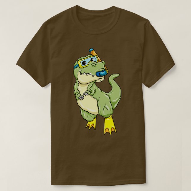 Dinosaurier beim Tauchen mit Schwimmbrille T-Shirt (Design vorne)