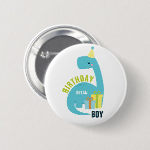 Dinosaurier betrachteten "Birthday Boy" Custom Button