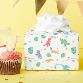 Dinosaurier Birthday farbenfroh Niedlich Geschenkpapier
