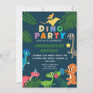 Dinosaurier Birthday Simple Niedlich First Birthda Einladung