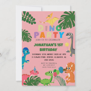Dinosaurier Birthday Simple Niedlich First Birthda Einladung