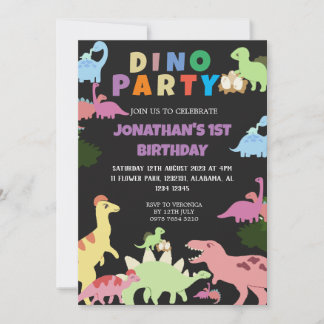 Dinosaurier Birthday Simple Niedlich First Birthda Einladung