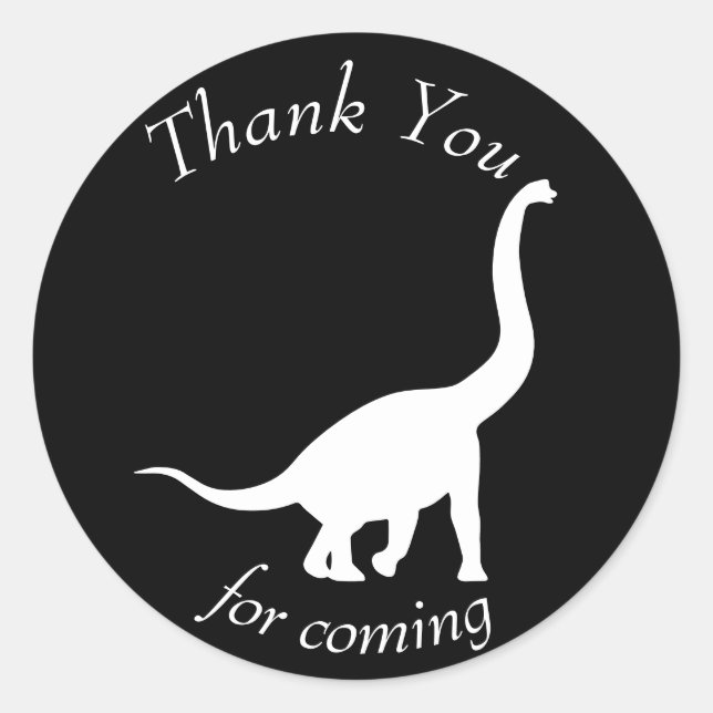 Dinosaurier Black & White Brachiosaurus Vielen Dan Runder Aufkleber (Vorderseite)