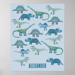 Dinosaurier Blue Personalisiert Poster