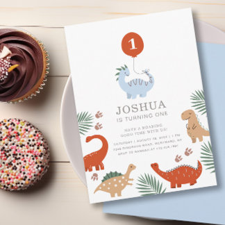 Dinosaurier Boys Erster Geburtstag Party Einladung