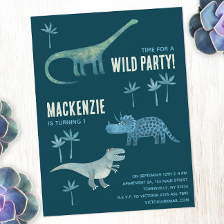 Dinosaurier Boys Kindergeburtstag Party Einladung Postkarte