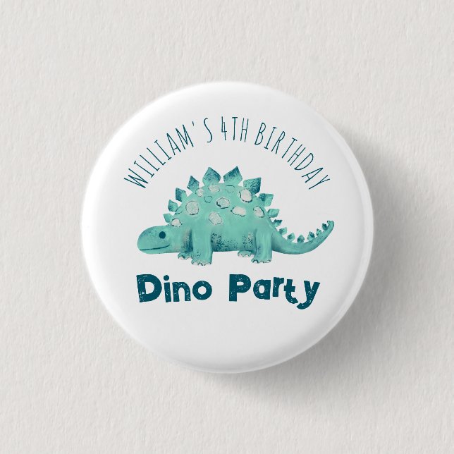Dinosaurier Boys Party Stegosaurus Button (Vorderseite)