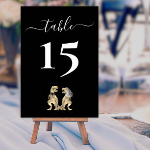 Dinosaurier Braut & Bräutigam Hochzeit Schwarz und Tischnummer