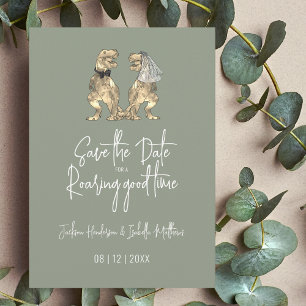 Dinosaurier Braut & Bräutigam Salbei Grün Hochzeit Save The Date