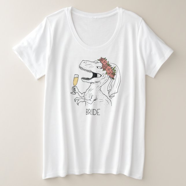 Dinosaurier Bride Plus Größe V-Neck Große Größe T-Shirt (Design vorne)