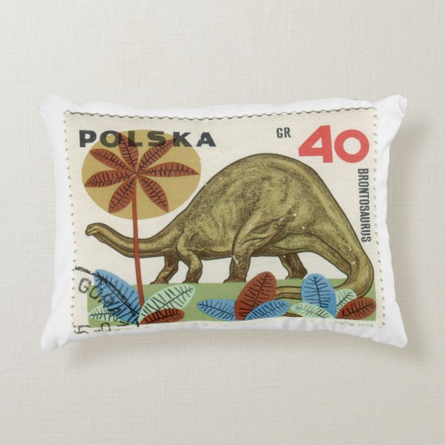 Dinosaurier Briefmarke Accent Pillow Dekokissen (Vorderseite)