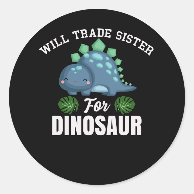 Dinosaurier Brother Quote Funny Dino Sister Joke Runder Aufkleber (Vorderseite)