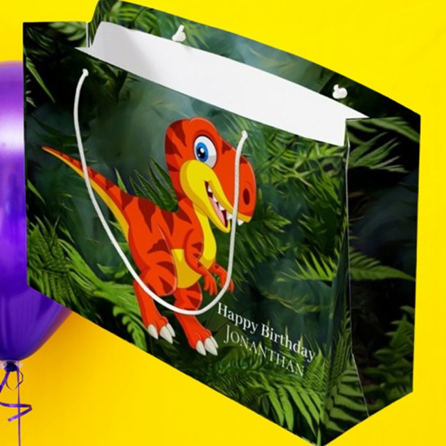 Dinosaurier Brown T Rex Jurassic Party Große Geschenktüte (Make every celebration special with this Dinosaur Brown T Rex Jurassic Party Large Gift Bag)