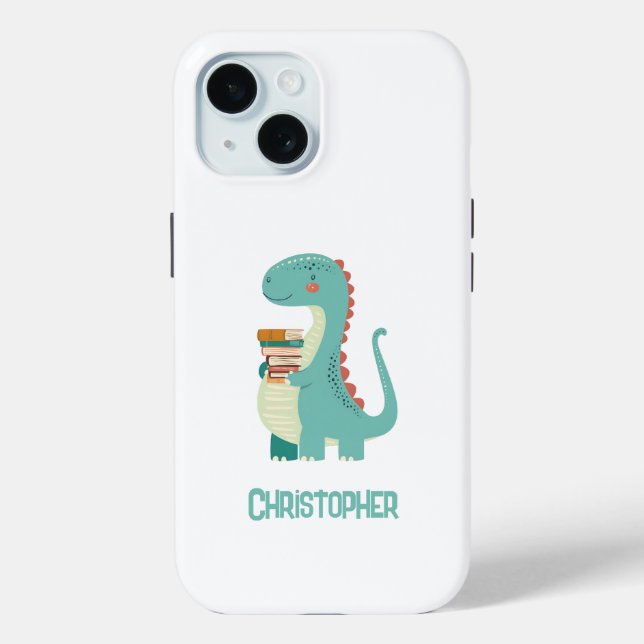Dinosaurier-Buch mit Kindername Case-Mate iPhone Hülle (Rückseite)
