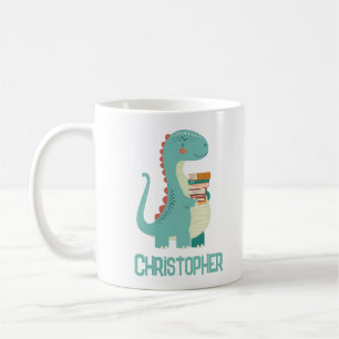 Dinosaurier-Buch mit Kindername Kaffeetasse