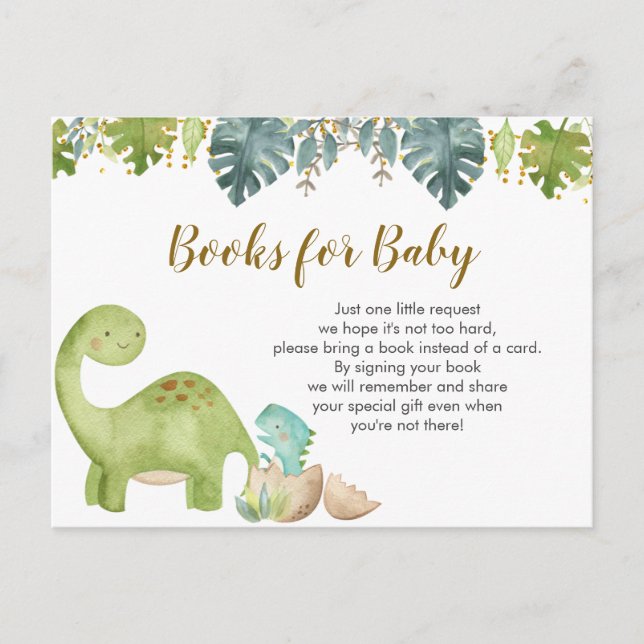 Dinosaurier-Bücher für die Babyverpackungskarte Einladungspostkarte (Vorderseite)