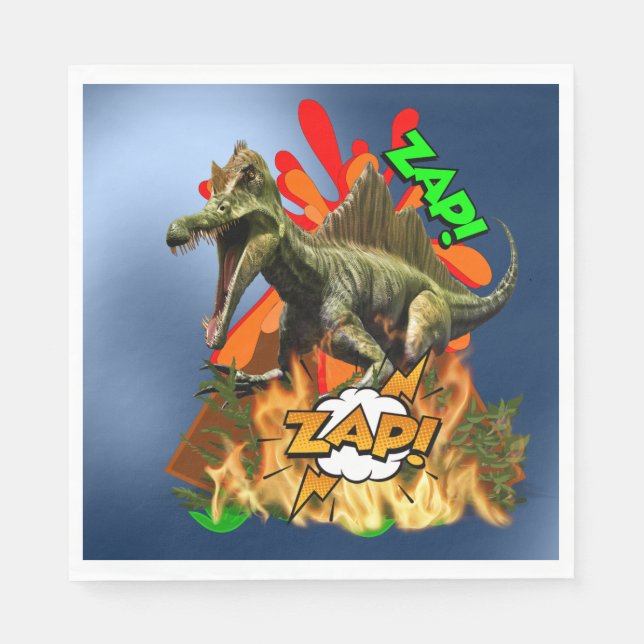 Dinosaurier Comic Art Vulkan zap prähistorisches T Serviette (Vorderseite)