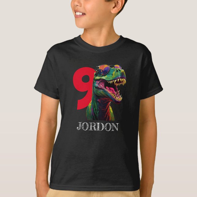 Dinosaurier Cool 9. Geburtstag T-Shirt (Vorderseite)