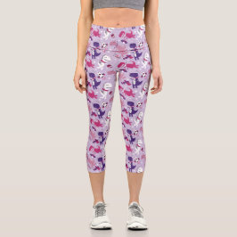 Dinosaurier, Cute Dinosaurier, Sterne, Raumschiff Capri Leggings