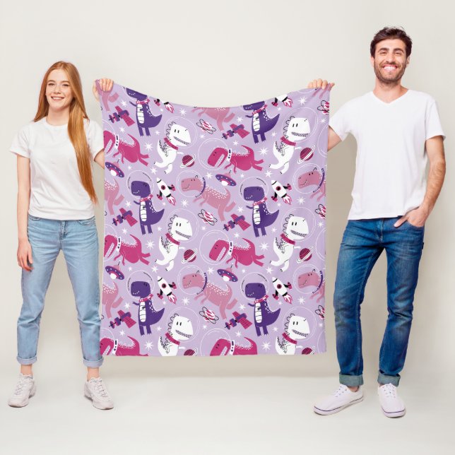 Dinosaurier, Cute Dinosaurier, Sterne, Raumschiff Fleecedecke (Beispiel)