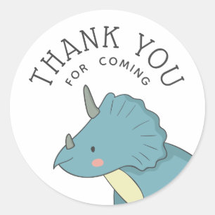 Dinosaurier Danke   Blaues Triceratops Partygesche Runder Aufkleber