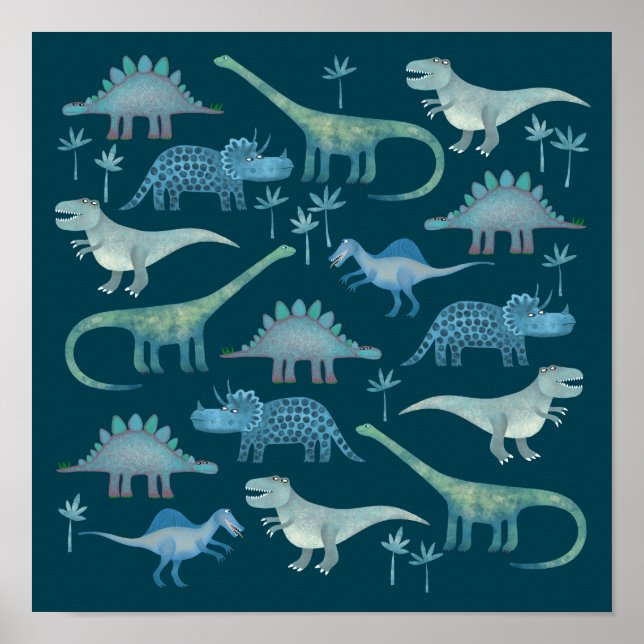 Dinosaurier Dark Green Poster (Vorne)