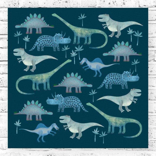 Dinosaurier Dark Green Poster (Fun green dinosaur poster)